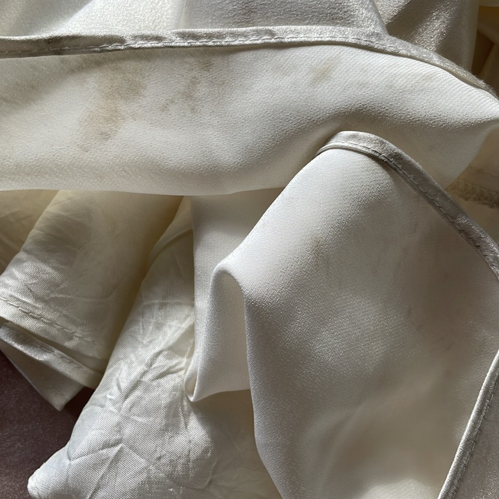 Fiesta Cream Ivory Satin Chiffon Rhinestone Column Formal Prom Bridal Dress XLG - Picture 12 of 14
